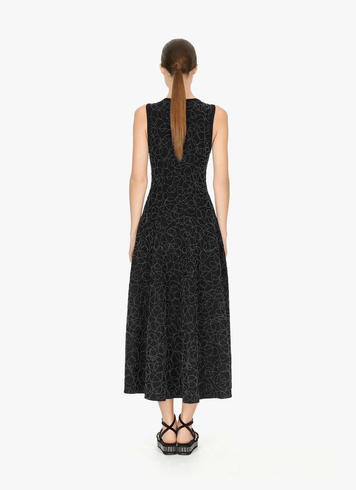 EMBROIDERED SLEEVELESS DRESS RAINBOW LAINE BRODE BLACK ALAÏA BLACK  EMBROIDERED SLEEVELESS DRESS RAINBOW LAINE BRODE BLACK